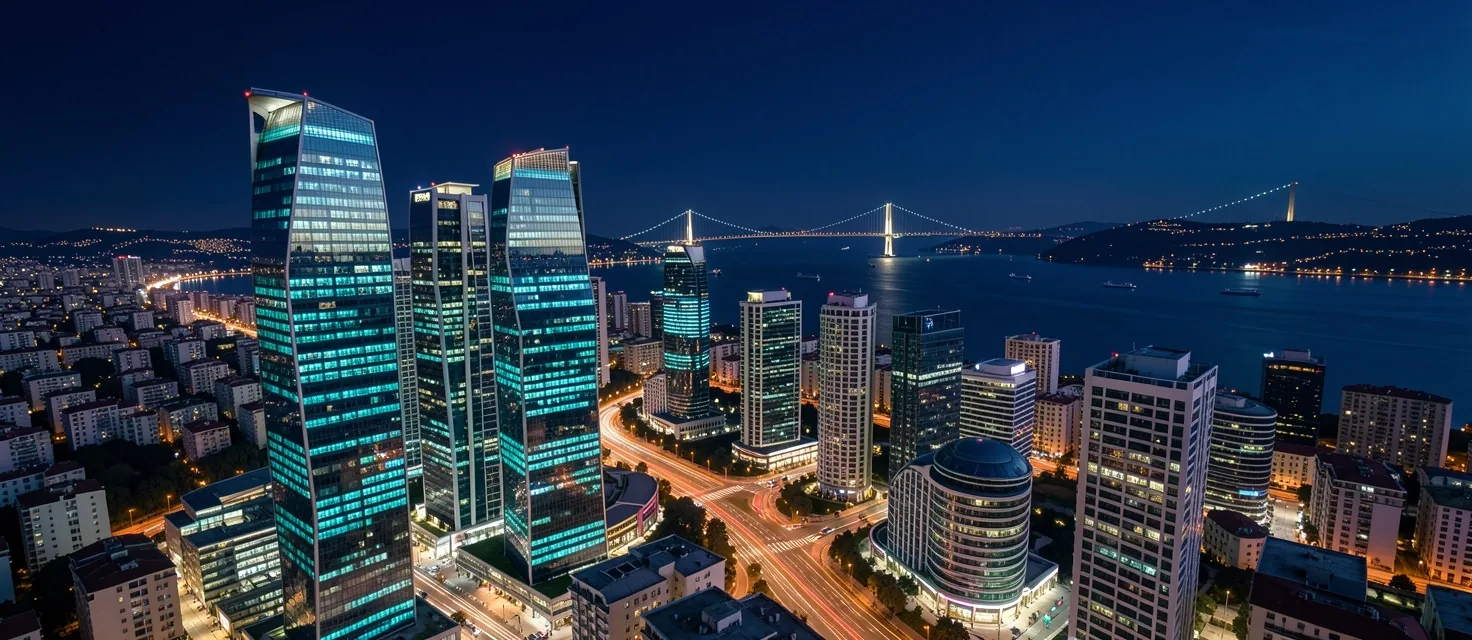 İstanbul finans bölgesi panoramik şehir manzarası