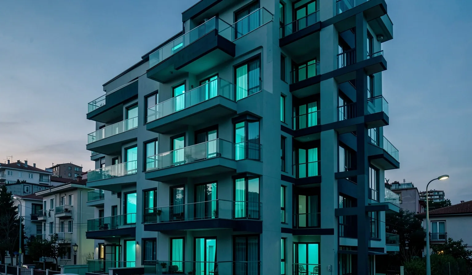 Modern İstanbul apartman dış cephesi mimari çekim